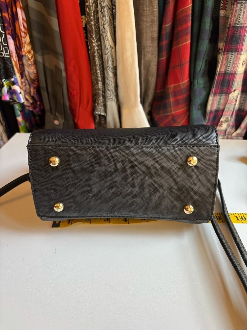 kate spade Black Perforated Mini Satchel with Gold Hardware